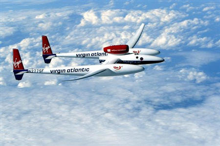 Steve Fossett's Virgin Atlantic GlobaFlyer approaches the coast of Morocco, March 1, 2005.